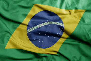 waving national flag of brazil .macro shot. 3D illustration