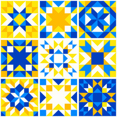 Abstract geometric star pattern inspired by duvet quilting