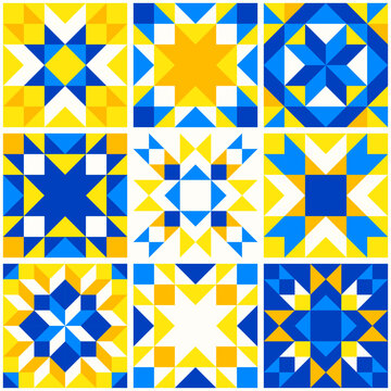 Abstract geometric star pattern inspired by duvet quilting