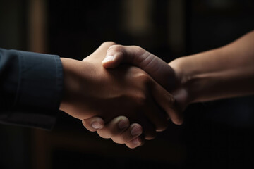 closeup.reliable handshake of business partners. Generative AI - obrazy, fototapety, plakaty