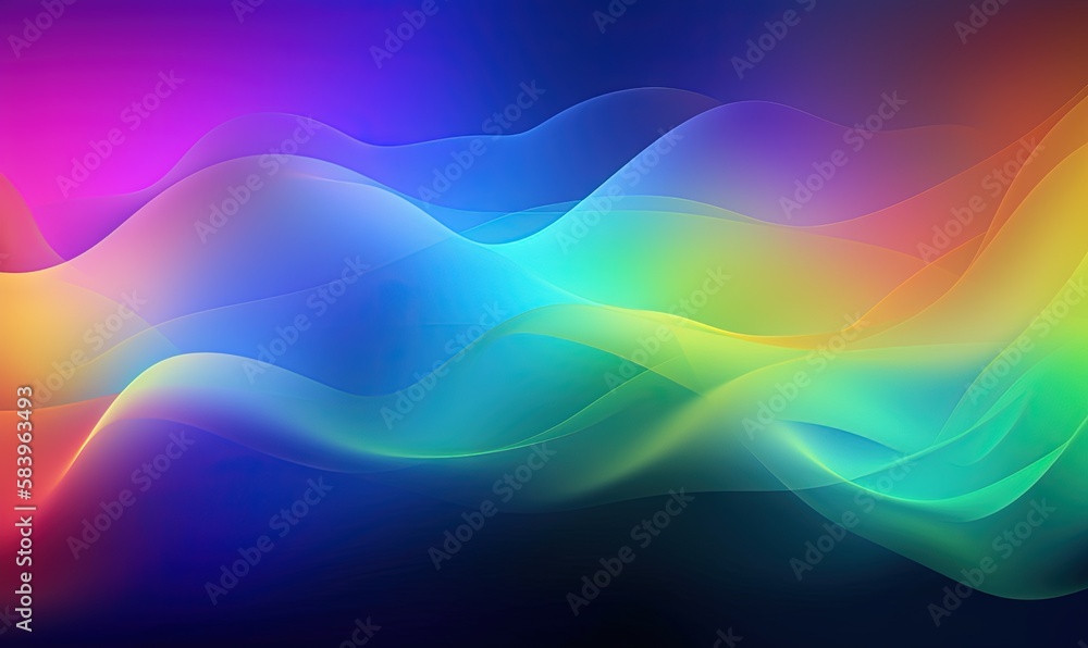 Aufkleber a colorful abstract background with wavy lines and a rainbow hue. generative ai