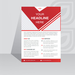  corporate flyer design template .modern, creative, red and white flyer.
