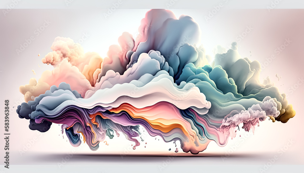 Aufkleber the sky is filled with billowing clouds in a palette of vibrant pastel hues, creating mesmerizing fo