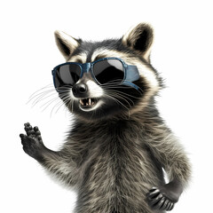 Adorable Raccoon with Funny Eye Glasses. Generative AI