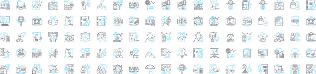 Business research vector line icons set. Business, Research, Analysis, Market, Study, Planning, Survey illustration outline concept symbols and signs