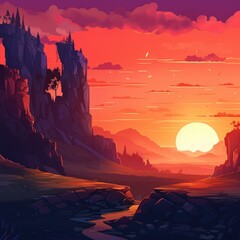 Sunset Landscape Background