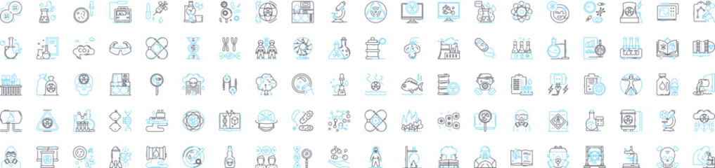 Biotechnology vector line icons set. Biotech, Genetics, Bioengineering, Genomics, Recombinant, Microbiology, Enzymes illustration outline concept symbols and signs