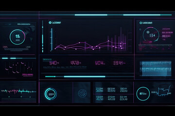 Obraz premium Big data analytics report. Infographic with graph and chart on abstract background. Distribution of data by business categories. Created with Generative AI