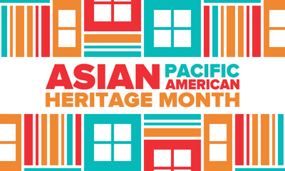 Asian Pacific American Heritage Month. Celebrated in May. It celebrates the culture, traditions and history of Asian Americans and Pacific Islanders in the United States. Poster, card, banner. Vector