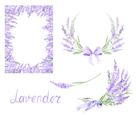 Hand drawn watercolor lavender clipart. Lavender flowers, lavender tincture, lavender oil, lavender beeches. Purple flowers, clipart for planner, sticker pack, scrapbooking, holiday cards.