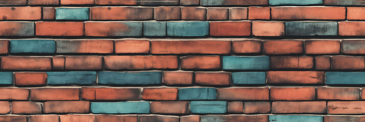 Obraz premium Seamless brick wall template texture. Amsterdam walls exterior. Wide. Generative Ai. Wall mockup.