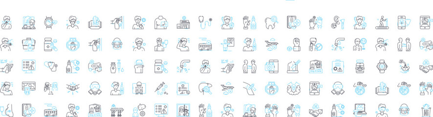 Medical coronavirus vector line icons set. Virus, Coronavirus, Medical, Covid-9, Outbreak, Disease, Contagious illustration outline concept symbols and signs