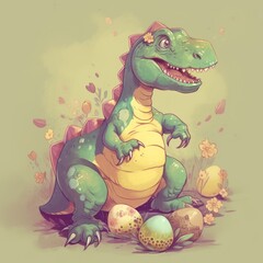 Naklejka premium Easter Dinosaur Art