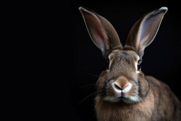 Obraz na płótnie Canvas portrait of a rabbit on black, Generative AI