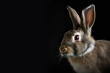Fototapeta premium rabbit on black, Generative AI