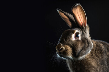 Fototapeta premium rabbit isolated on black, Generative AI