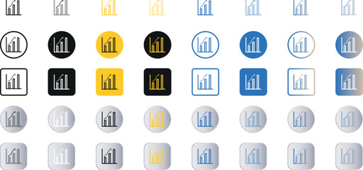 Business chart with arrow. Growing graph set. Growths chart collection. Profit growing symbol, Progress bar in 40 style.