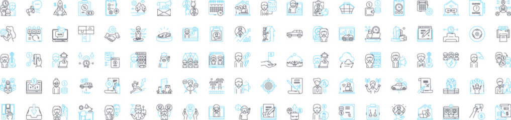 Employee vector line icons set. Worker, Staff, Personnel, Colleague, Associate, Hire, Wage illustration outline concept symbols and signs