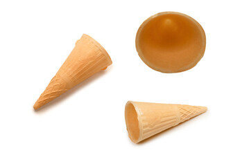 Waffle cone isolated on a white background.