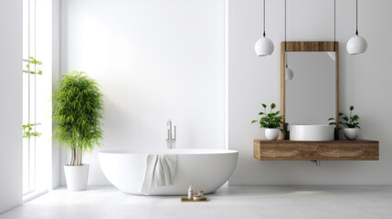Naklejka na ściany i meble white bathroom interior, Generative AI
