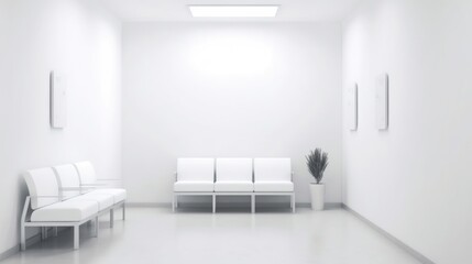 Fototapeta na wymiar empty room with white wall and chair, waiting room, Generative AI