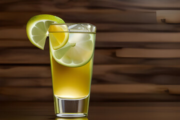 Lemoniada z cytryną i lodem. Ilustracja wygenerowana przy użyciu AI - obrazy, fototapety, plakaty