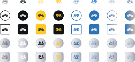 Profile icon, User Icon set, Monochrome sign, People sign, account symbol. Leader and workers. People icon set in trendy flat style. Team logo. Icon for business card design. 