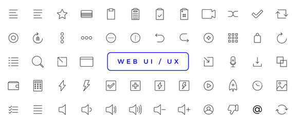 Set of outline ui and ux icons. Minimalist thin linear web icon set