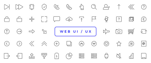 Set of outline ui and ux icons. Minimalist thin linear web icon set