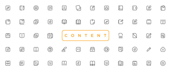 content simple concept icons set. Contains such icons as vector image, media, video, social content and more, can be used for web, logo, UI/UX