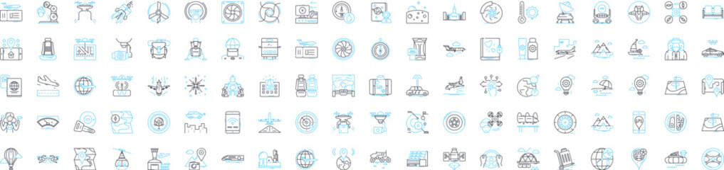 Cargo logistics vector line icons set. Shipping, tracking, distribution, management, scheduling, planning, transportation illustration outline concept symbols and signs