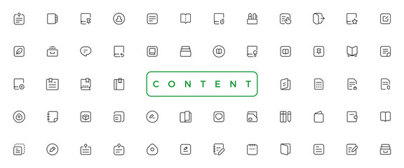 content simple concept icons set. Contains such icons as vector image, media, video, social content and more, can be used for web, logo, UI/UX