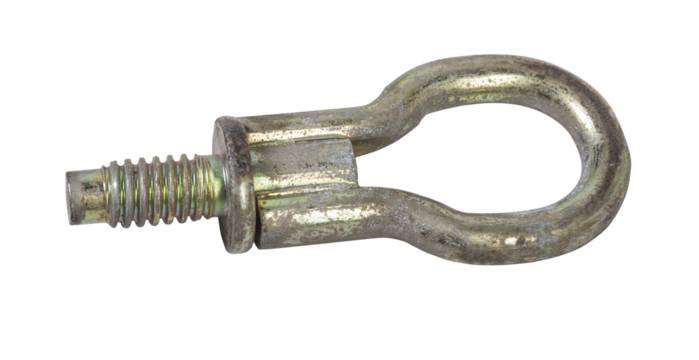 Car towing eyelet with thread on a white isolated background