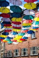 Fototapeta na wymiar Vertical shot of colorful umbrellas
