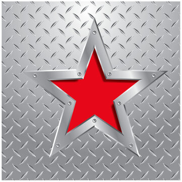 Red Star On Diamond Metal Plate