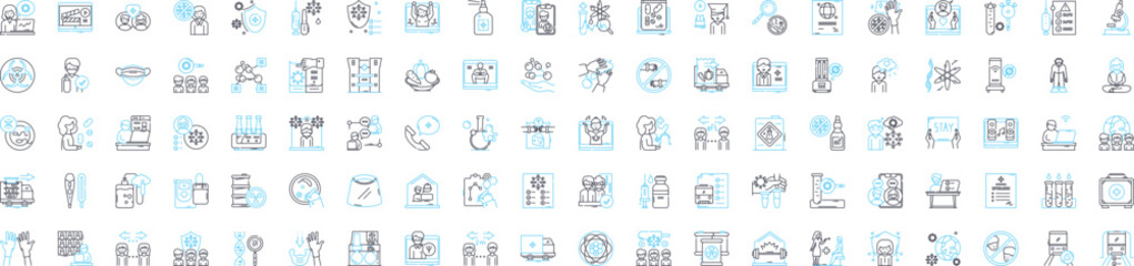 Bacteria and viruses vector line icons set. Bacteria, Viruses, Microbes, Pathogens, Antibiotic, Antimicrobial, Antiviral illustration outline concept symbols and signs