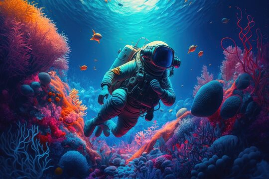 scuba diver and reef created with generative ai