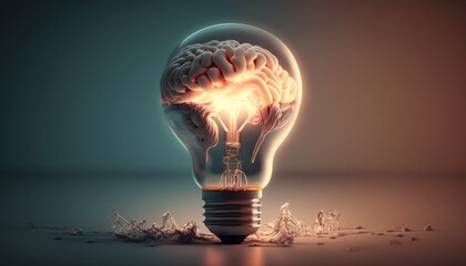 light bulb on solid background created with generative ai