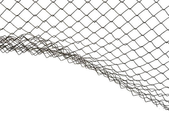 The texture of the metal mesh on a white background. Torn steel, metal mesh with holes