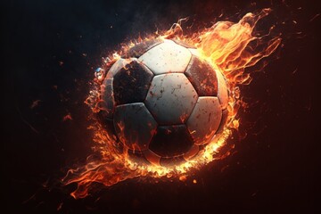 Fototapeta premium football in fire created with generative ai
