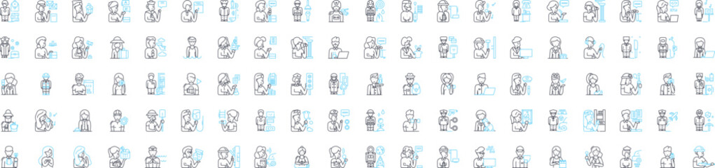 Smart jobs vector line icons set. Smartwork, High-tech, Automation, AI, Robotics, Innovative, IT illustration outline concept symbols and signs