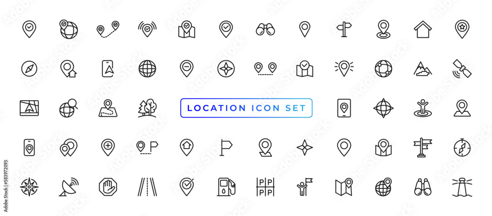 Poster location icons set. navigation icons. map pointer icons. location symbols. vector illustration