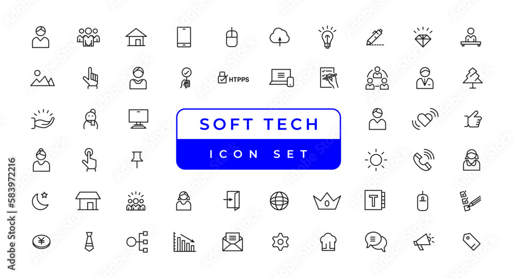 Poster information technology line icons collection. big ui icon set in a flat design