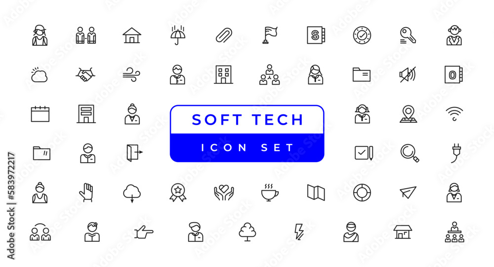Poster information technology line icons collection. big ui icon set in a flat design