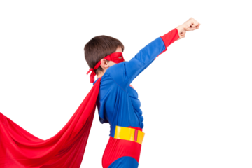 child superman costume isolated on white background