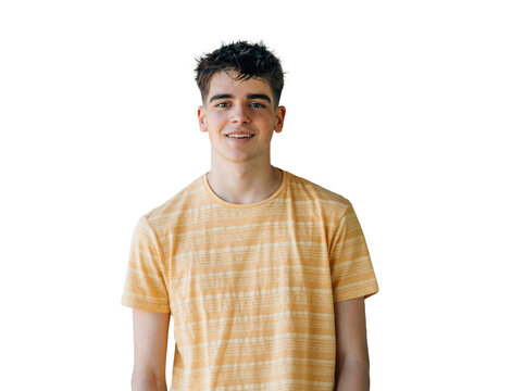 casual teenager portrait isolated on wall background