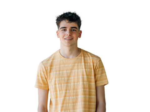 casual teenager portrait isolated on wall background