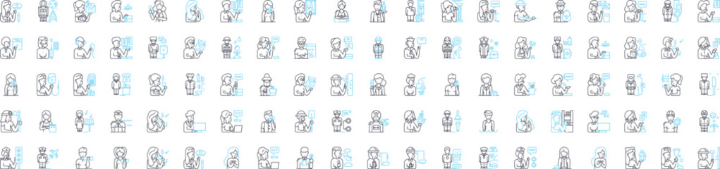 Businessman vector line icons set. Entrepreneur, Executive, CEO, Manager, Broker, Director, Investor illustration outline concept symbols and signs