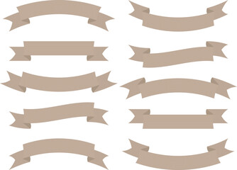 Obraz premium シンプルなビンテージリボン10種セット ベージュ