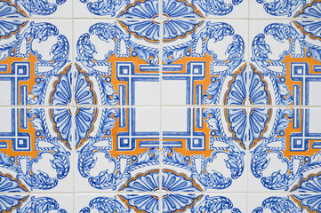 Traditional ornate portuguese decorative tiles azulejos. Backgrounds, textures.